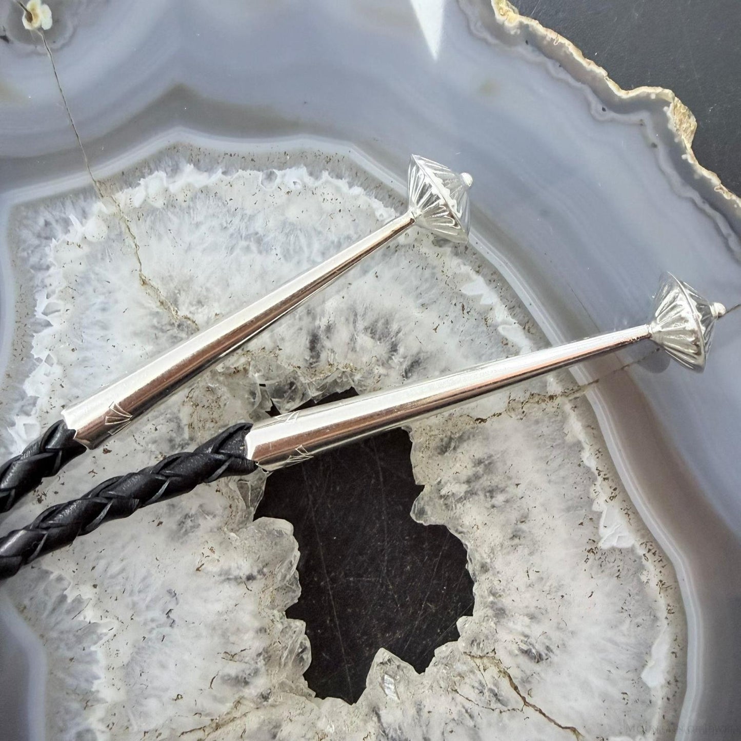 Sterling Silver Southwestern Style Large Snake Skin Jasper Bolo Tie For Men