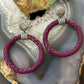 Carolyn Pollack Sterling Silver Purple Braided Leather Hoop Earrings For Women