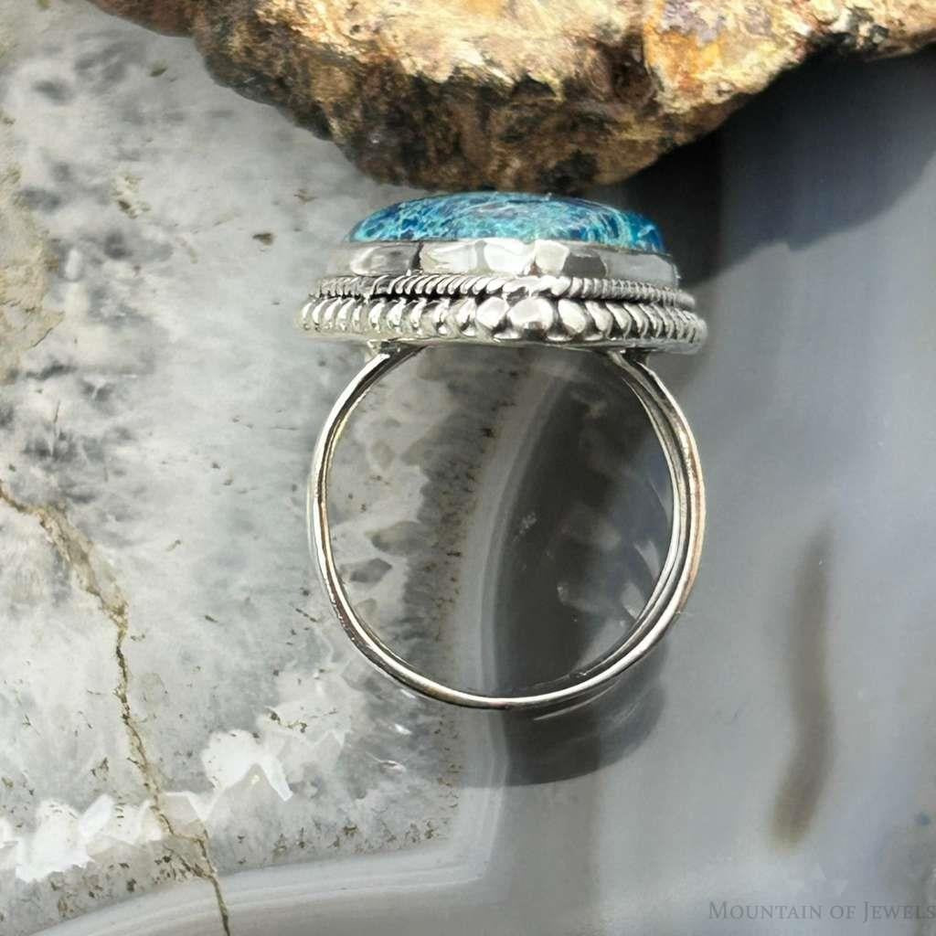 Sterling Silver Southwestern Style Teardrop Shattuckite Ring Size 6.75 For Women