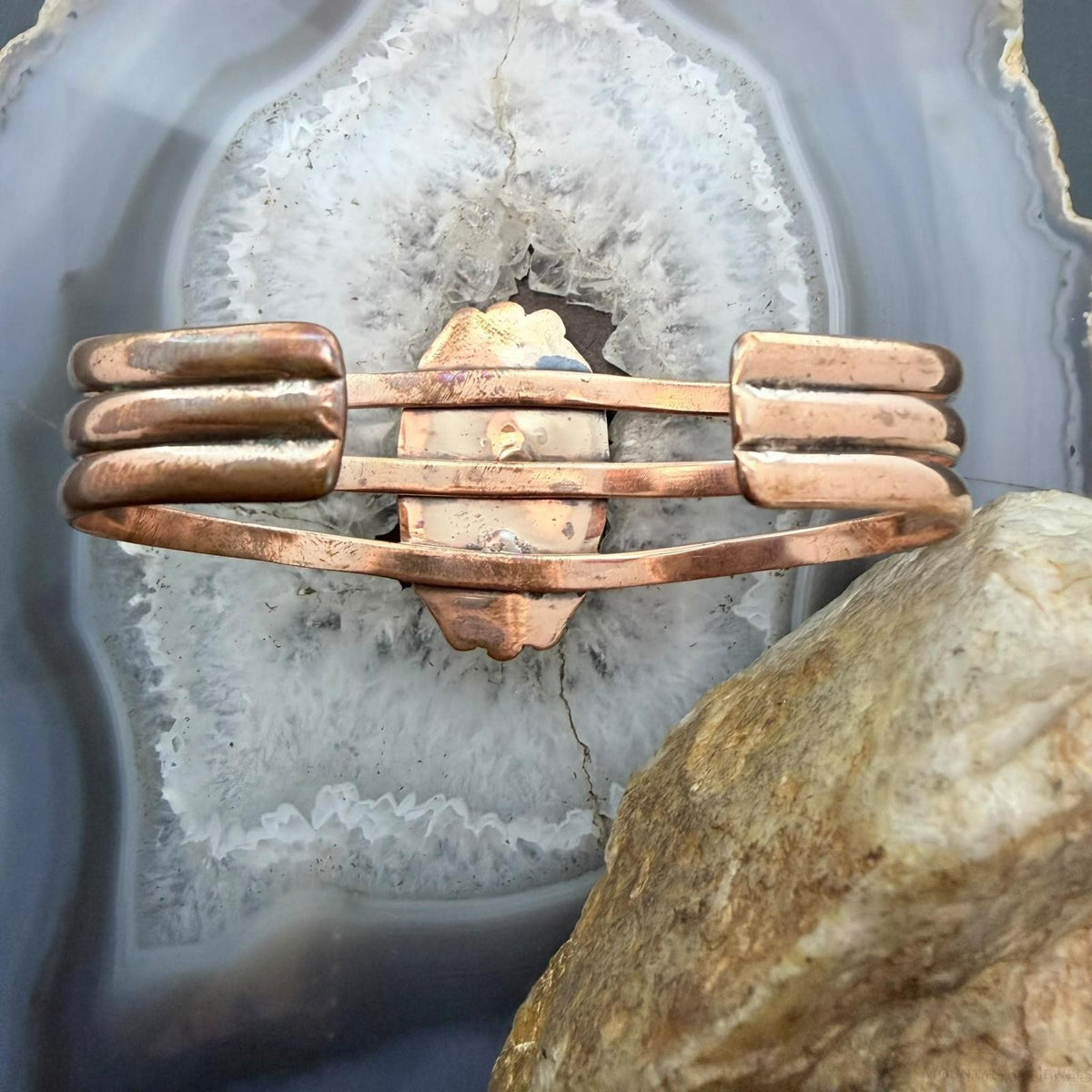 Copper Southwestern Style Turquoise #8 Decorated Cluster Bracelet For Women