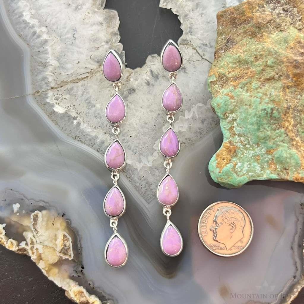 Native American Sterling Silver Teardrop Phosphosiderite Post Earrings For Women