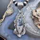 Sterling Silver Southwestern Style Elongated Marquise Dendritic Agate Decorated Pendant For Women