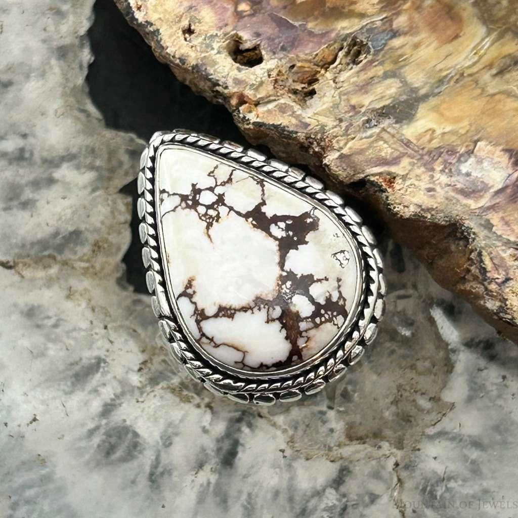 Sterling Silver Southwestern Style Teardrop Wild Horse Ring Size 6.75 For Women