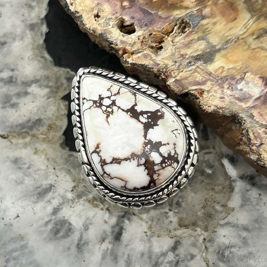 Sterling Silver Southwestern Style Teardrop Wild Horse Ring Size 6.75 For Women