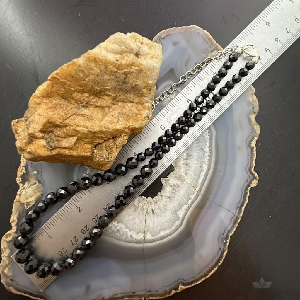 Carolyn Pollack Sterling Silver Round Faceted Onyx 16"-19" Necklace For Women