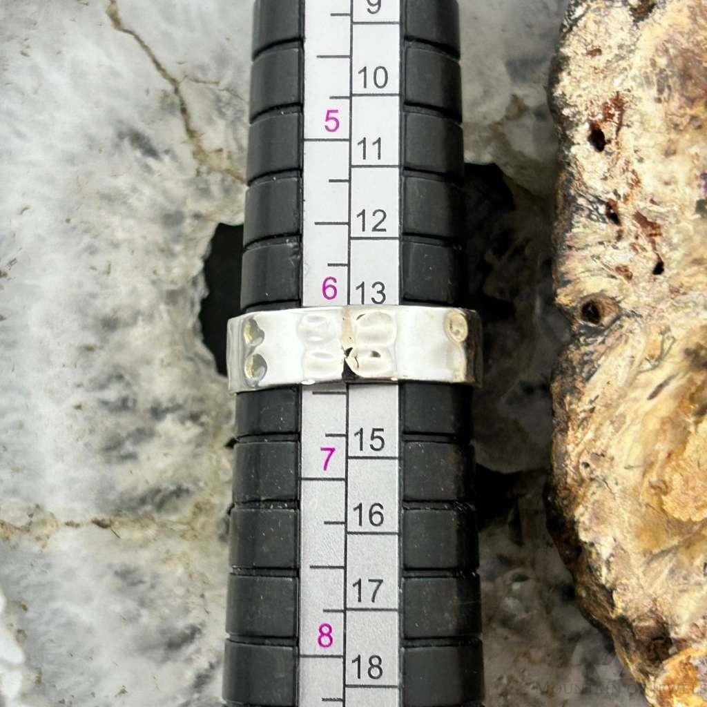 Sterling Silver Southwestern Style Rectangle Chrome Chalcedony Bar Ring Size 6.5 For Women