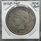 1925 90% US Peace Silver Dollar VG-F #51724-7GD