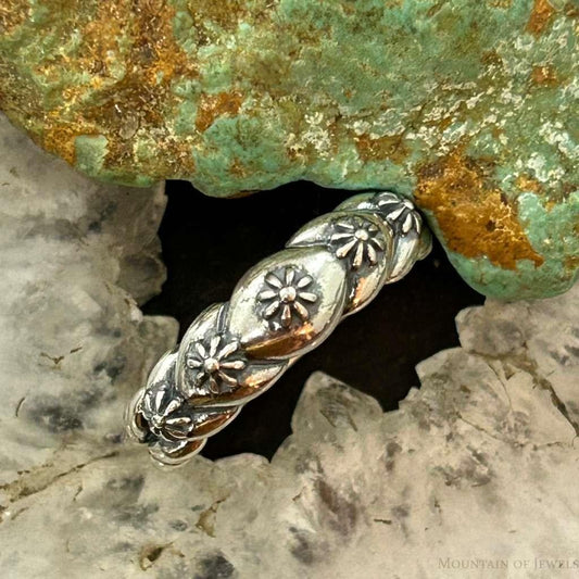 Carolyn Pollack Sterling Silver Decorated Flower Concho Ring Size 9 For Women
