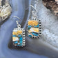 Sterling Silver Southwestern Style Rectangle Spiny Oyster Turquoise Dangle Earrings For Women