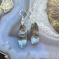 Sterling Silver Elongated Oval Chrysocolla Slab Dangle Earrings For Women #359