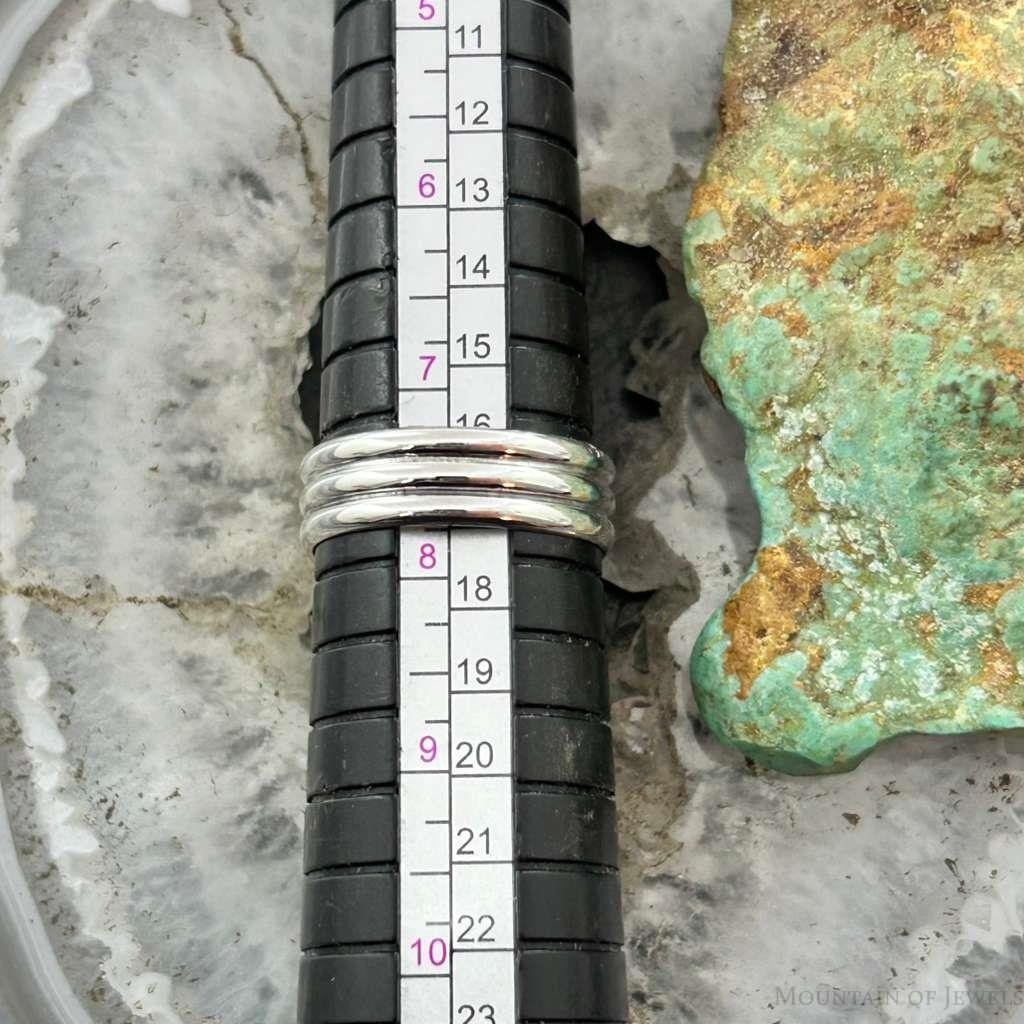 Native American Sterling Silver Oval Pink Conch Decorated Ring Size 7.75 For Women