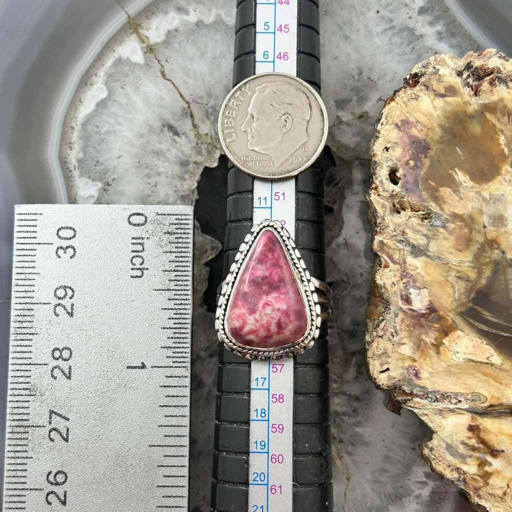 Sterling Silver Southwestern Style Teardrop Thulite Ring Size 7 For Women