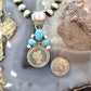 Genuine 1907 90% Silver Barber Head Dime Coin Mohave Turquoise Unisex Pendant