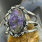 Sterling Silver Southwestern Style Oval Charoite Decorated Bracelet For Women