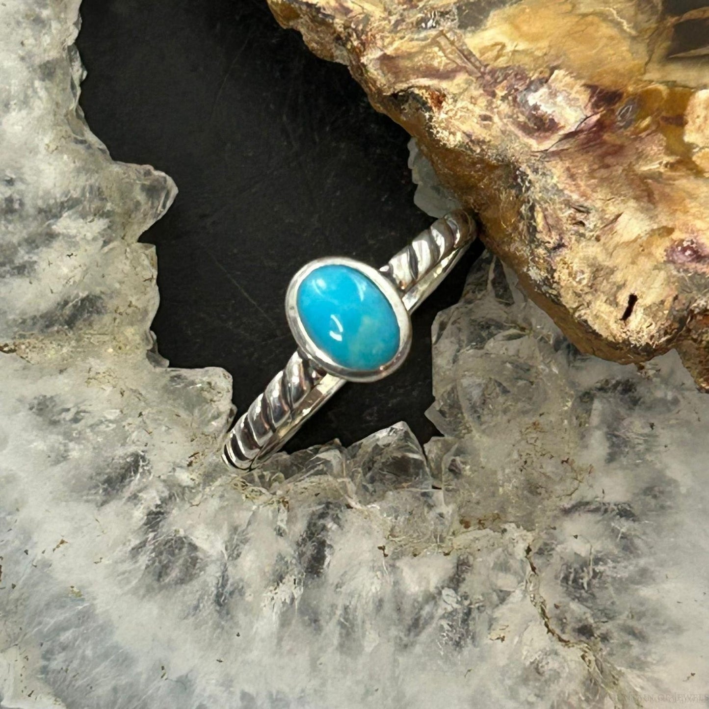 Carolyn Pollack Sterling Silver Oval Small Turquoise Size 8 Ring For Women