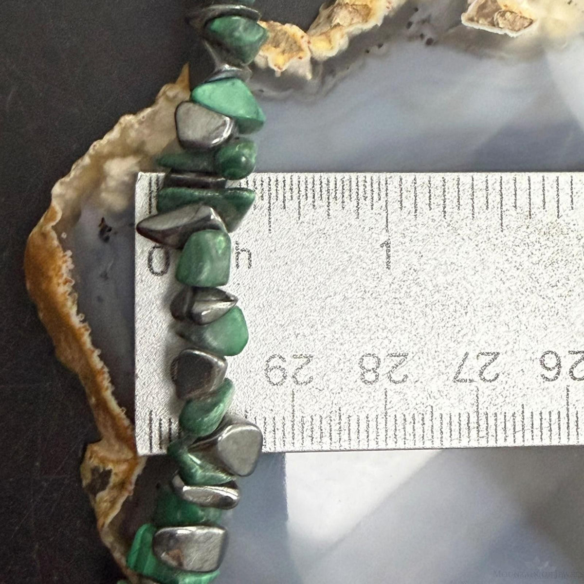 Vintage Natural Malachite & Hematite 34" Necklace For Women