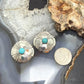 Michael Nez Navajo Sterling Silver Round Turquoise Stamped Dangle Earrings For Women