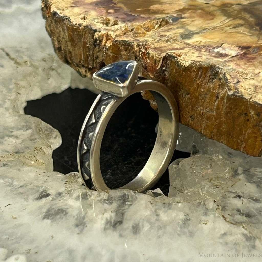 Carolyn Pollack Sterling Silver Chip Inlay Lapis Slim Ring Size 5 For Women