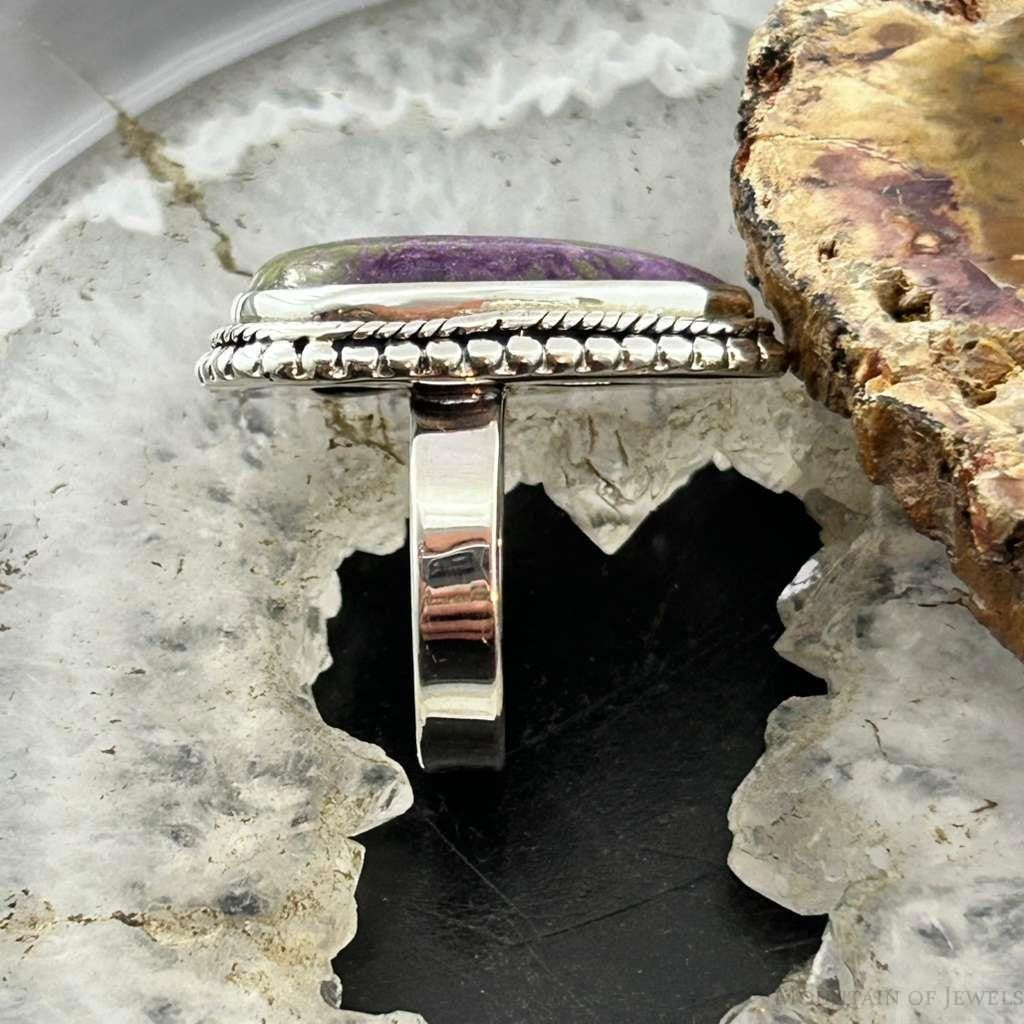 Sterling Silver Southwestern Style Teardrop Stichtite Ring Size 7 For Women