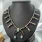 Sterling Silver Southwestern Style Turquoise Squash Blossom Necklace For Women