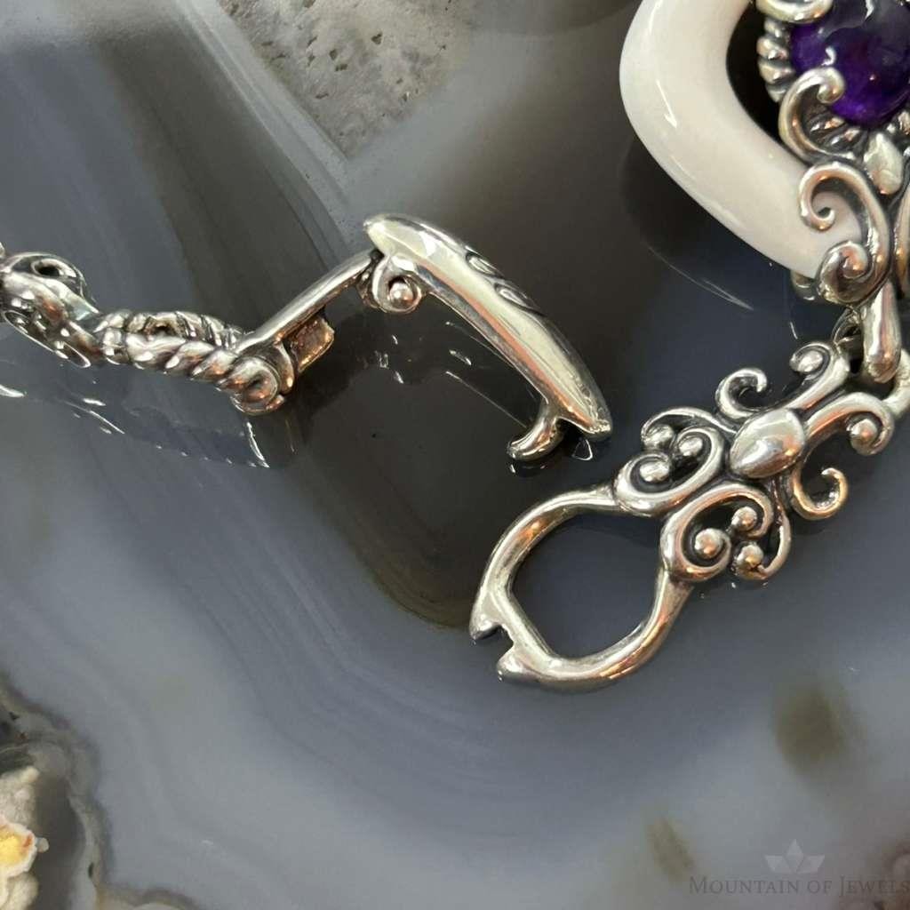 Carolyn Pollack Sterling Silver White & Black Agate Link Bracelet For Women