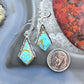 Native American Sterling Silver Kite Matrix Kingman Turquoise Dangle Earrings For Women