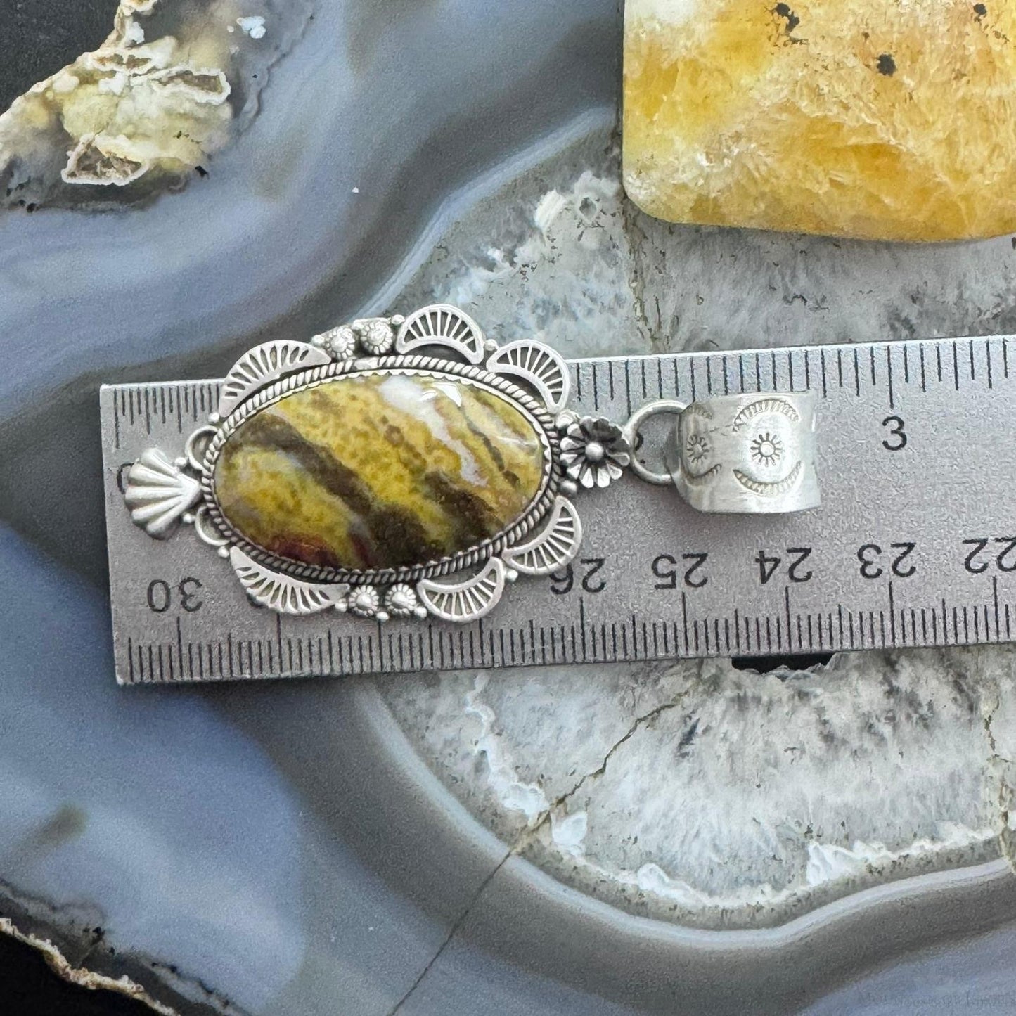 Sterling Silver Southwestern Style Elongated Oval River Jasper Pendant For Women