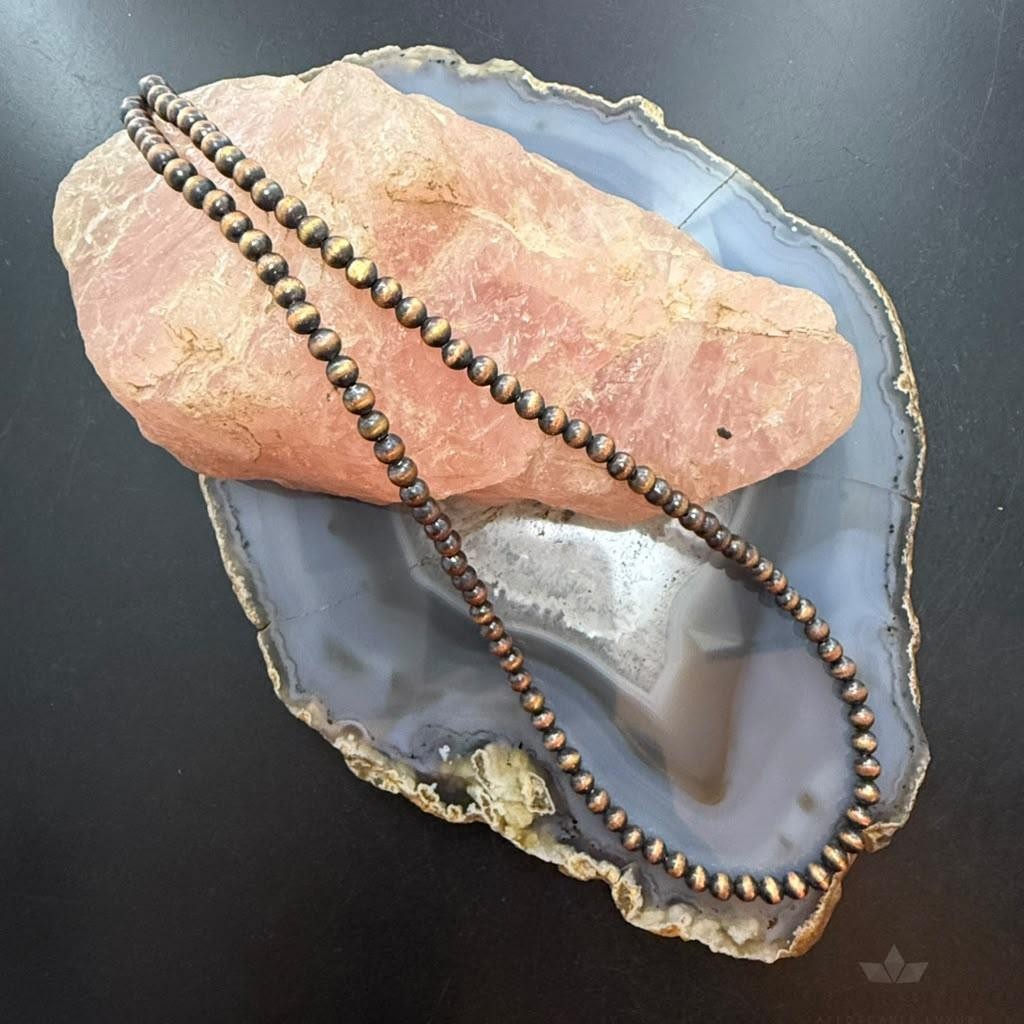 Southwestern Style 5mm Copper Navajo Pearl Round Bead 20"-22" Necklace For Women
