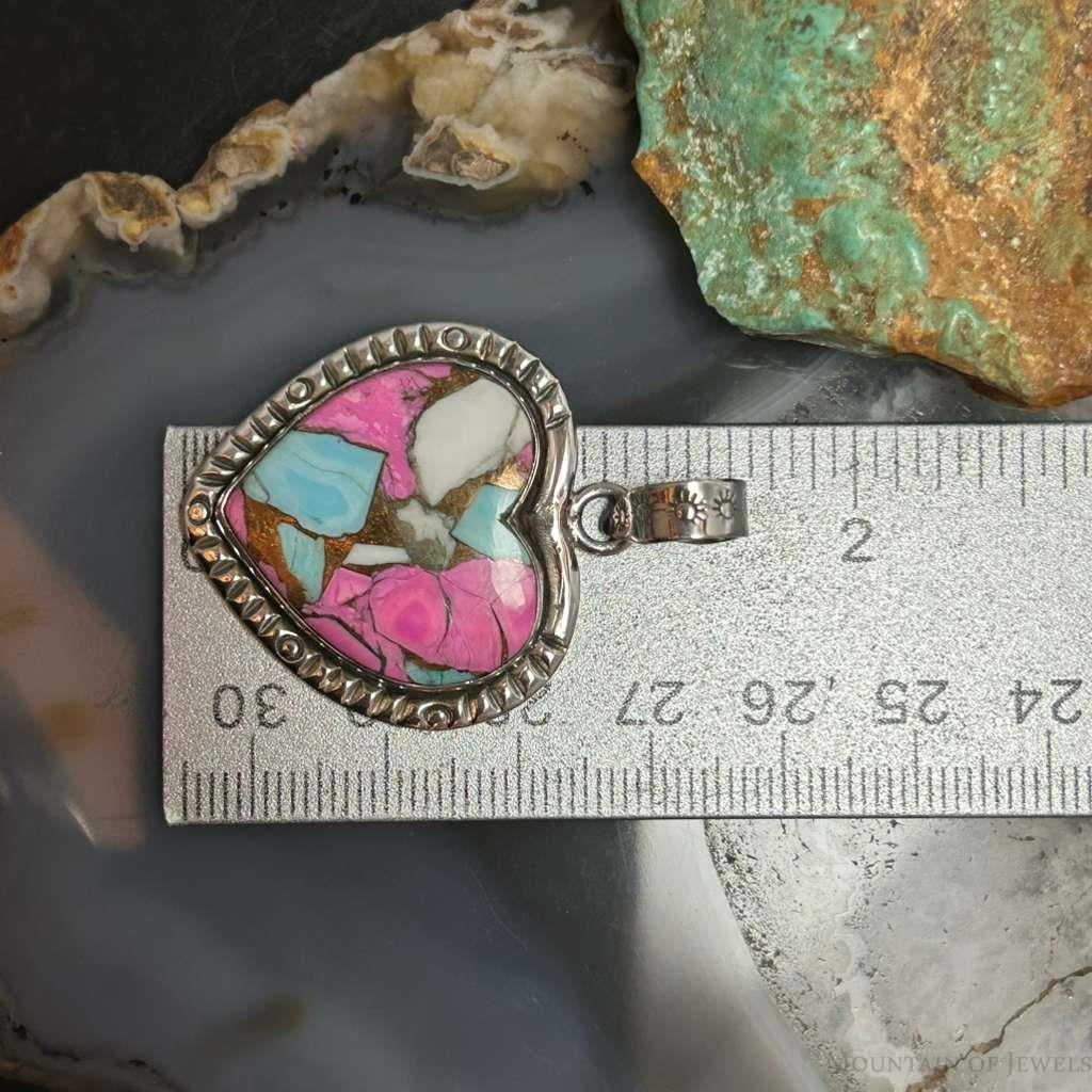 Sterling Silver Southwestern Style Cotton Candy Heart Pendant For Women #6