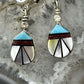 Ola Eriacho Native American Sterling Multistone Inlay Sunface Dangle Earrings For Women #1