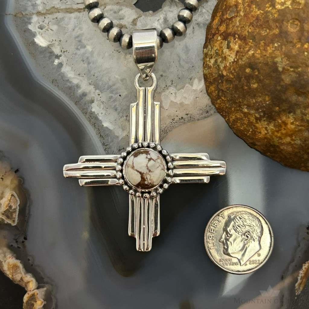 Sterling Silver Southwestern Style Round Wild Horse Unisex Zia Pendant #3