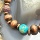Southwestern Style 10mm Copper Navajo Pearl & 10mm Sediment Jasper Stretch Bracelet For Women