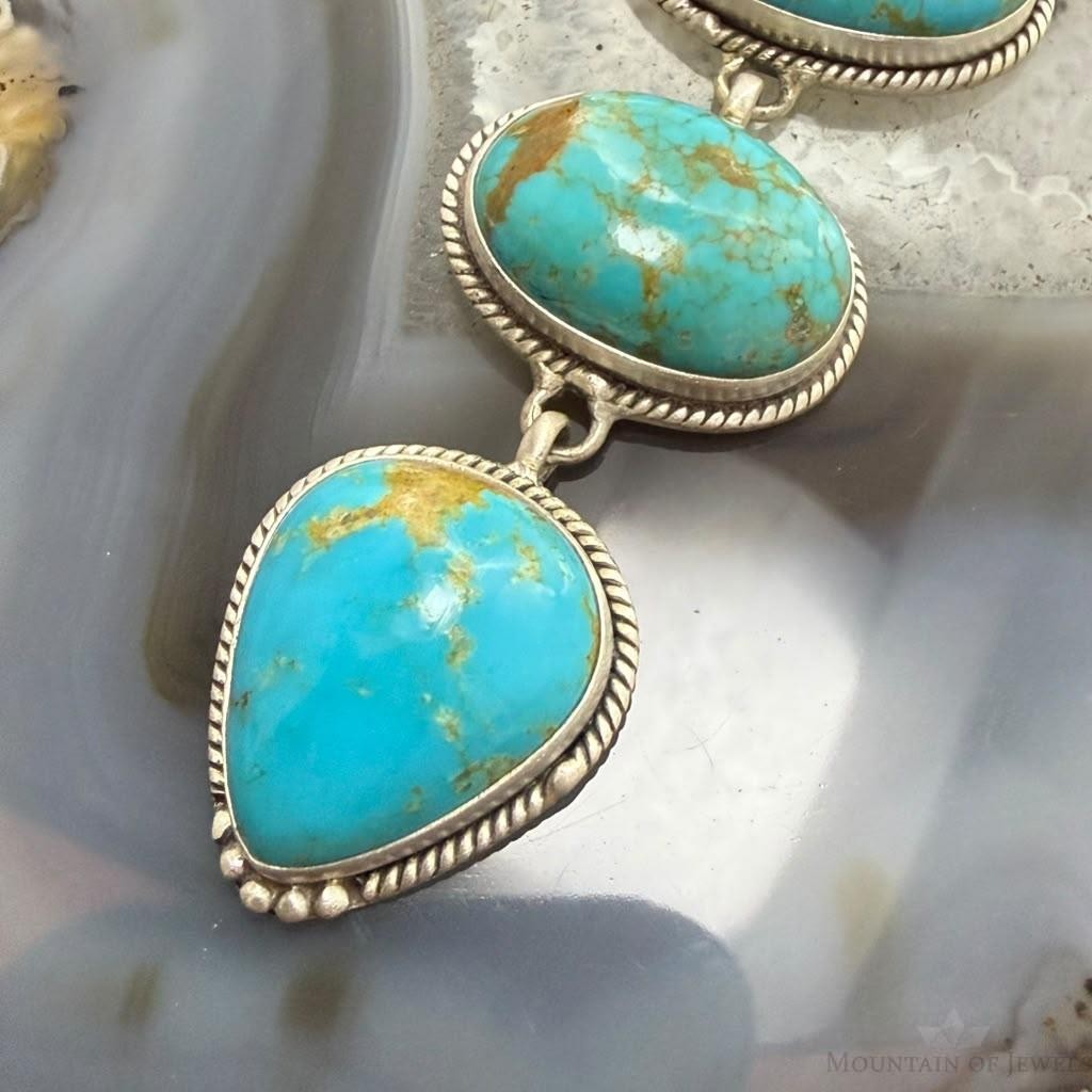 Sterling Silver Southwestern Style Kingman Turquoise Lariat Necklace For Women #1