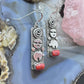 Alex Sanchez Native American Sterling Silver Coral Petroglyph Dangle Earrings For Women