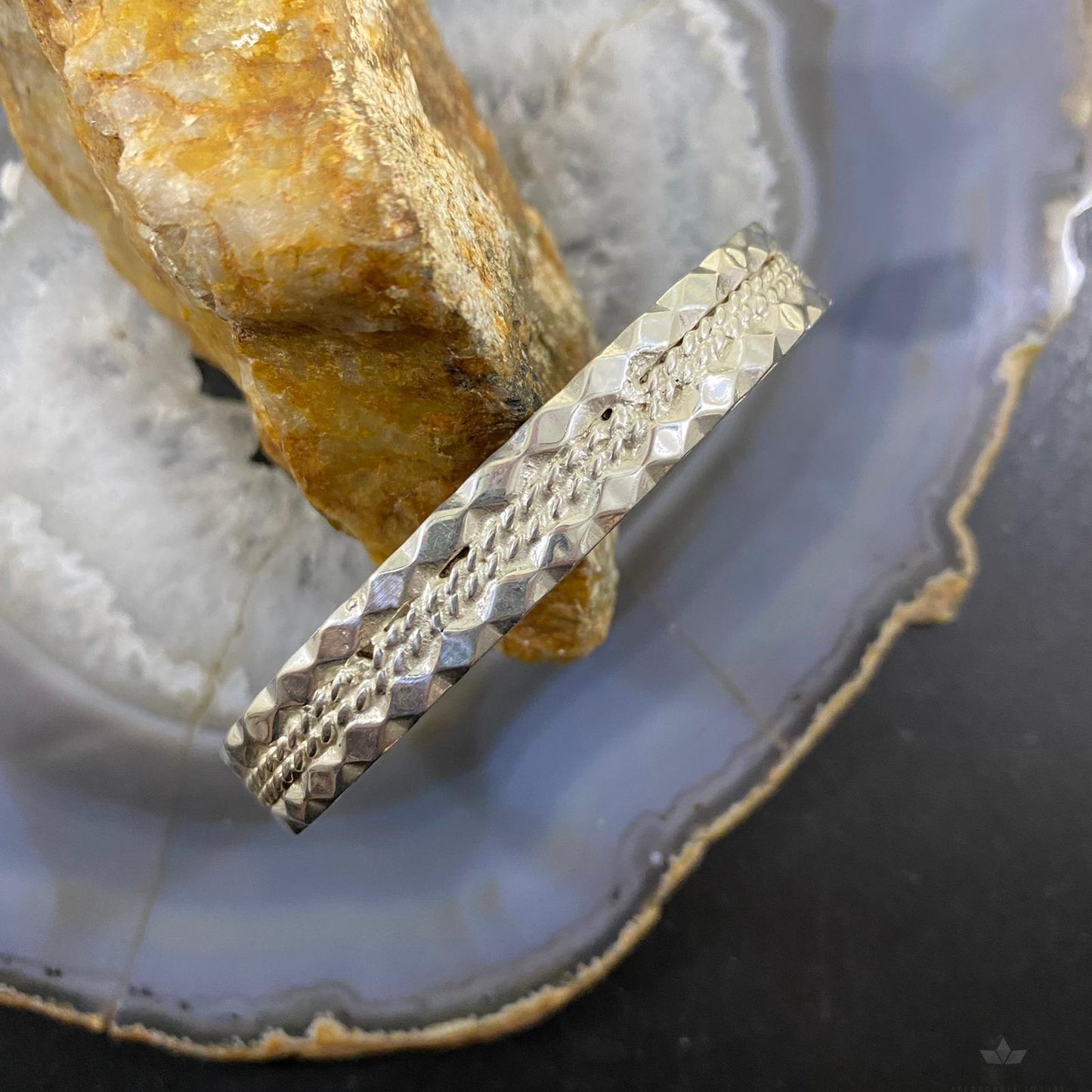 Vintage Native American Sterling Silver Decorated Stackable Bracelet For Women