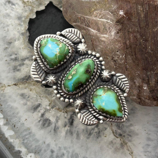 Sterling Silver Southwestern Style Sonora Gold Turquoise Adjustable Ring For Women #3