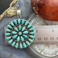 Sterling Silver Southwestern Style Teardrop Turquoise Round Cluster Pendant For Women