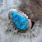 Sterling Southwestern Style Teardrop Cooper Turquoise Size 8.5 Ring For Women