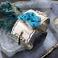 D.D Baca Native American Sterling Silver Heavy Chunky Turquoise Bracelet