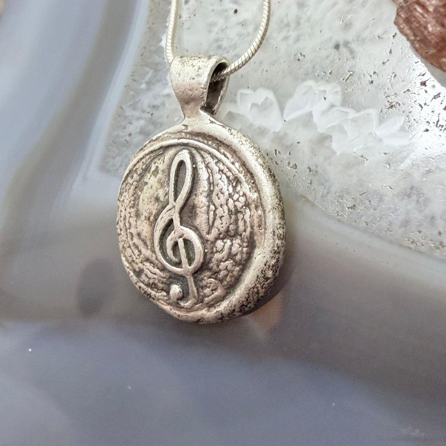 Vintage Sterling Silver Treble Clef Unisex Pendant