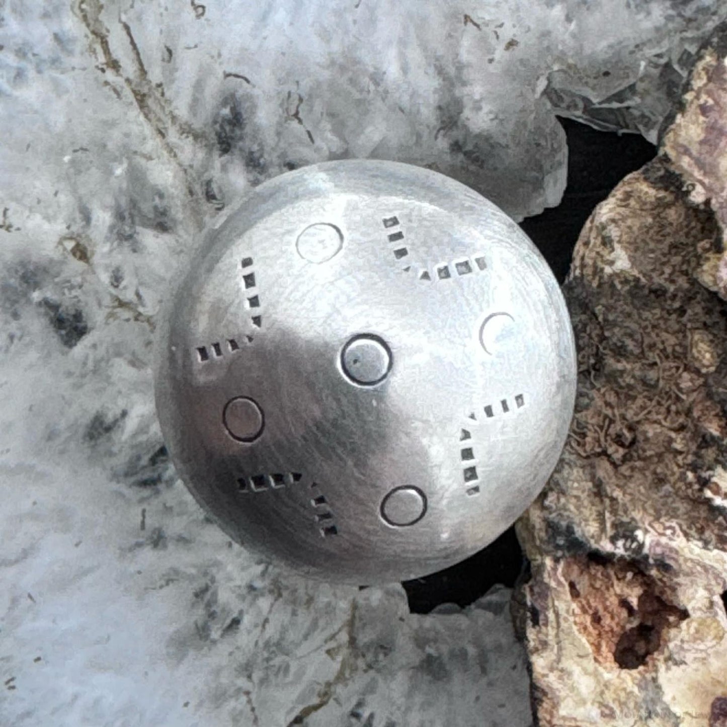 Silver Southwestern Style Stamped Dome Ring Size 7.5 For Women