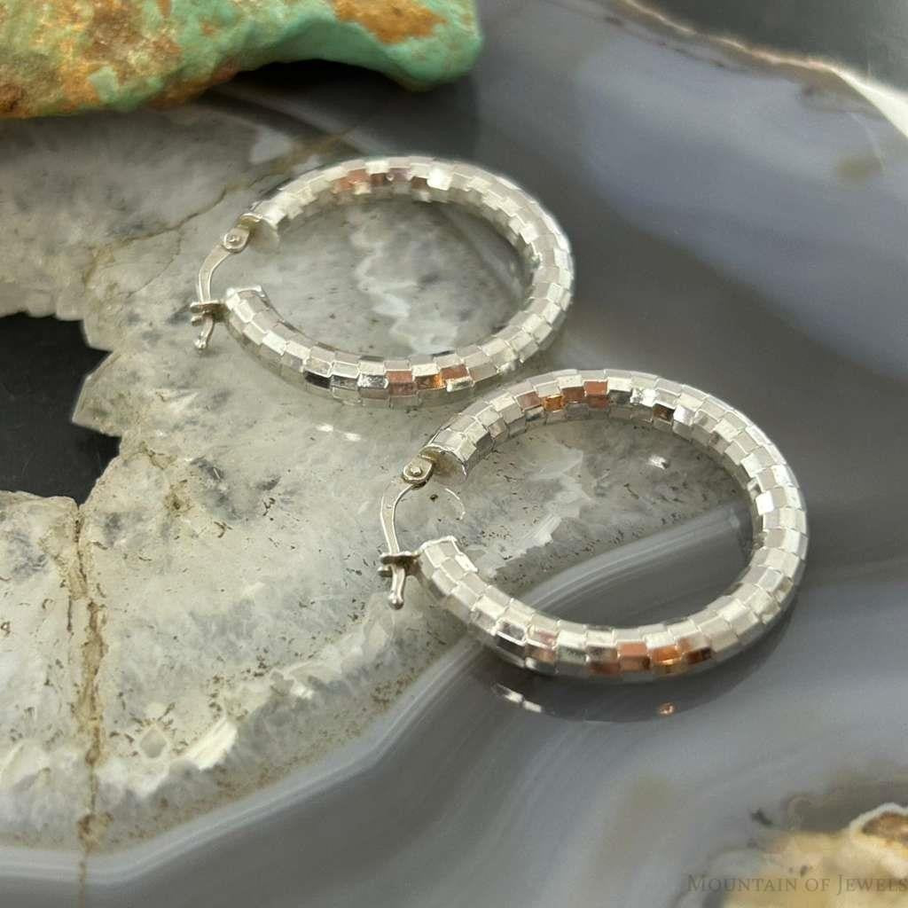 Sterling Silver Fashion Disco Ball Hoop Earrings For Women