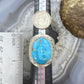 Native American Sterling Silver Oval Kingman Turquoise Shield Ring Size 11.25 For Men