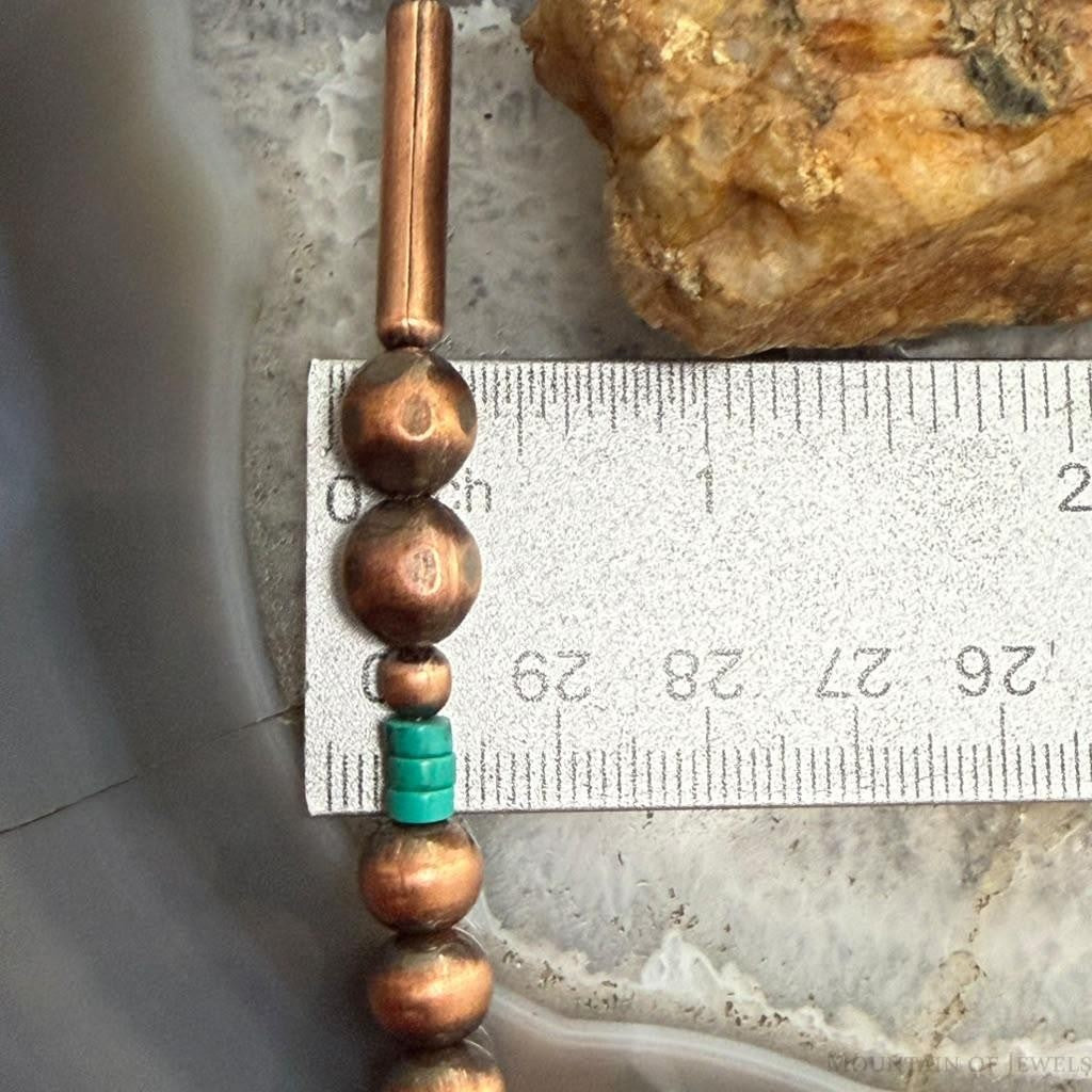 Southwestern Style .5-9mm Copper Navajo Pearl Round & Cylinder w/Sonoran Turquoise For Women #2 0" Necklace