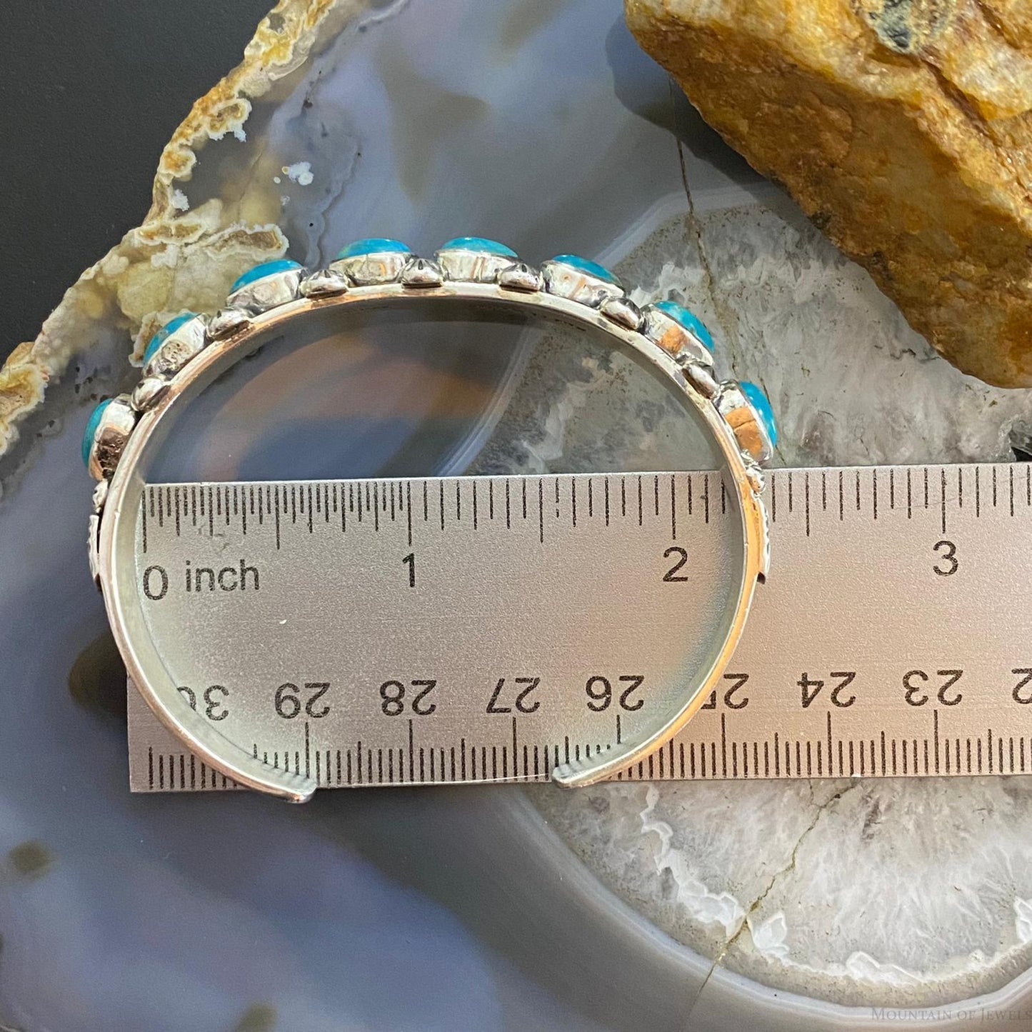 Paul Livingston Sterling Silver Silver Teardrop Turquoise Decorated Bracelet