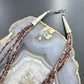 Vintage native American Sterling Silver 5 Strands White Shell Carved Fetish Bird Necklace For Women