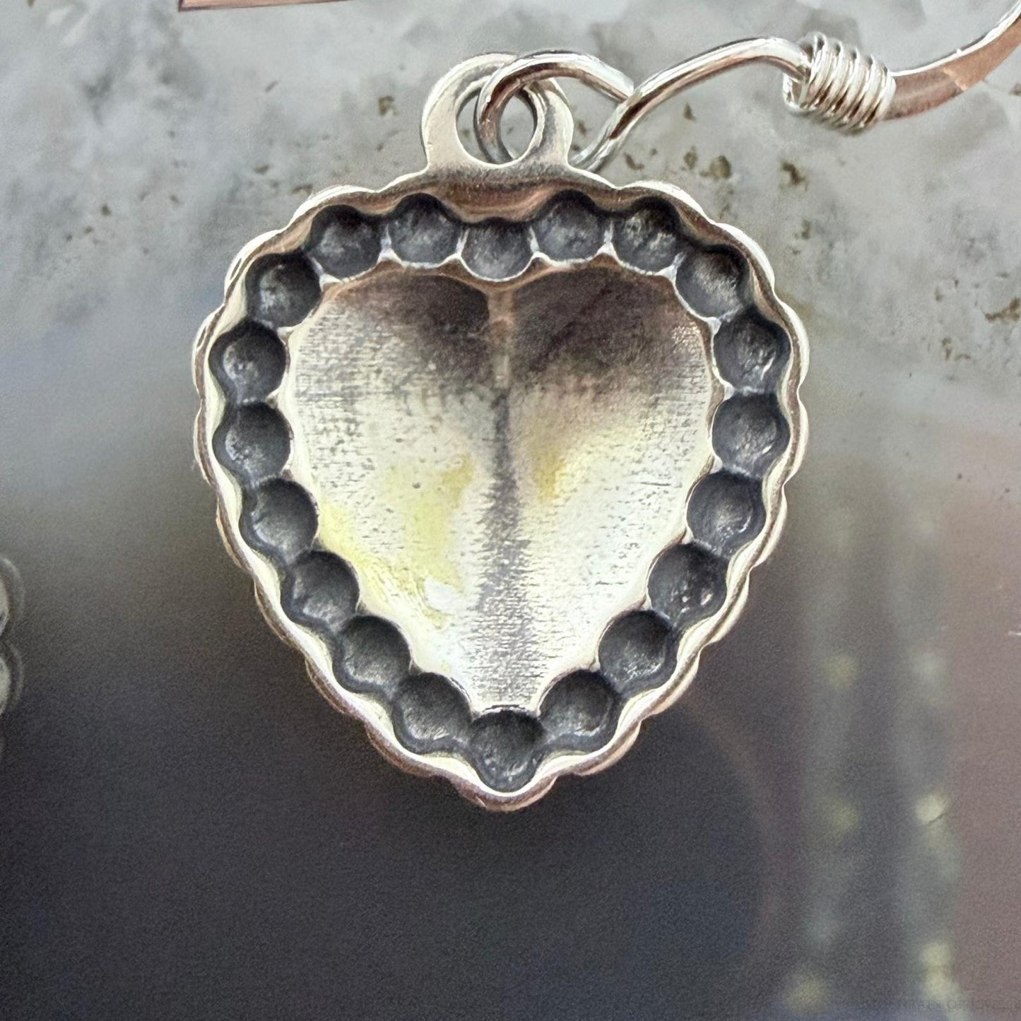 Sterling Silver Southwestern Style Tiny Heart Dangle Earrings For Women