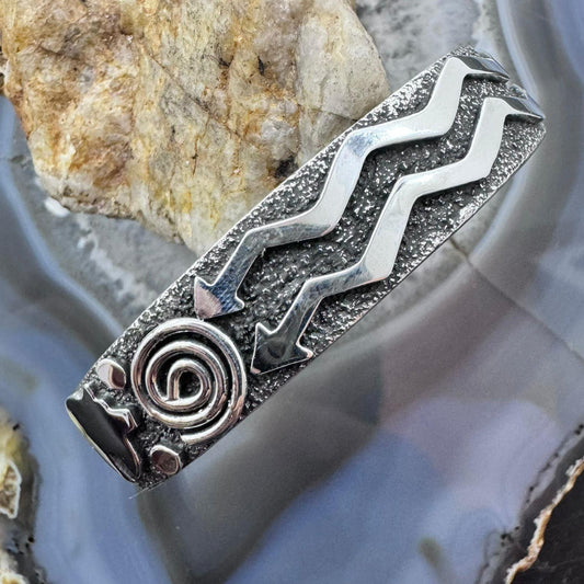 Alex Sanchez Native American Sterling Silver Petroglyph Bracelet For Women #3