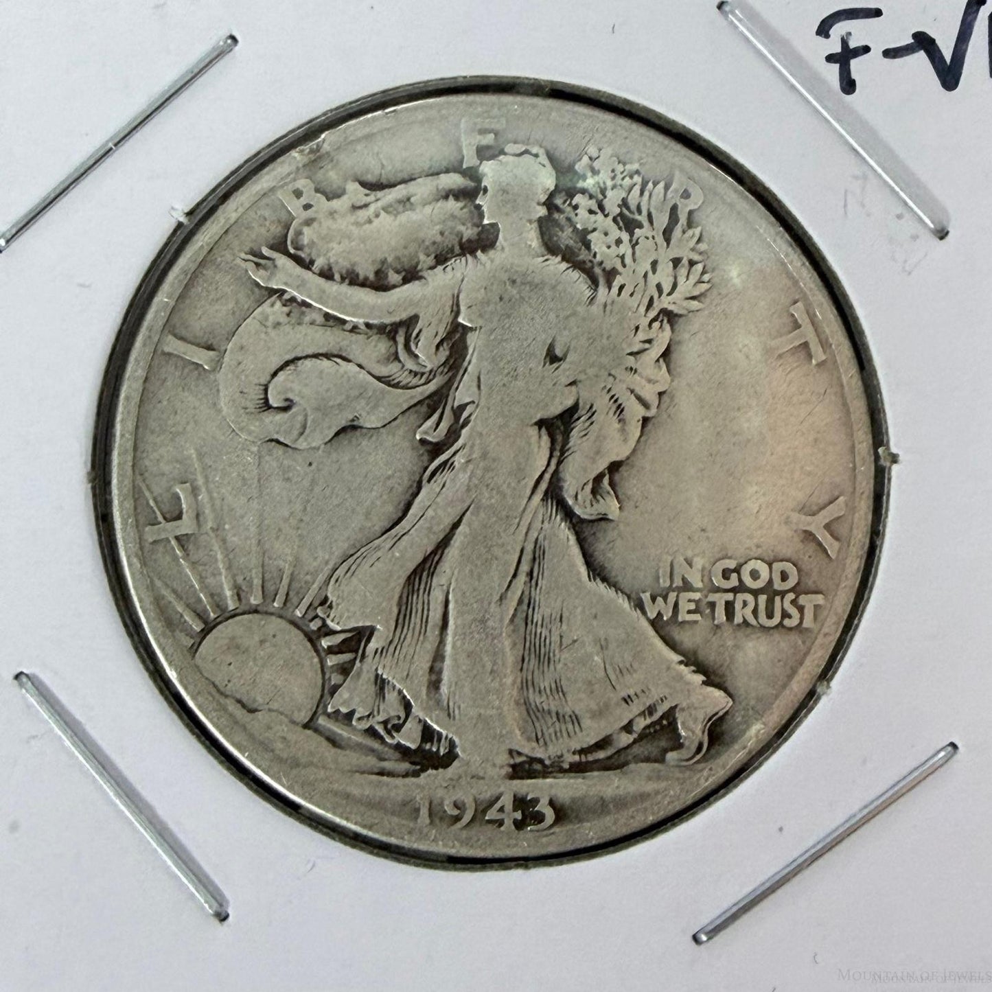 1943 US Walking Liberty Half Dollar 90% Silver F-VF #20126-10