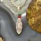 Anthony Gatewood Sterling Silver Turquoise & Coral Beads Feather Pendant For Women